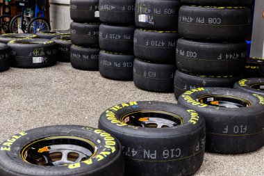 Indianapolis - Eylül 2018 yaklaşık: Kümeleri, Goodyear Eagle Nascar yarış lastikleri ben