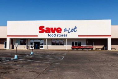 Indianapolis - Ocak 2019 yaklaşık: Kaydet-A-Lot şerit alışveriş merkezi konumu. Kaydet-A-Lot bir indirim süpermarket zinciri ve bir iştiraki Onex II besindir