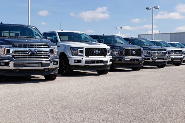 Lafayette - Circa April 2019: Ford F150 display at a dealership. Ford sells products under the Lincoln and Motorcraft brands VIII