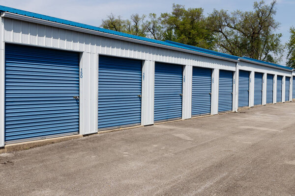Numbered self storage and mini storage garage units 