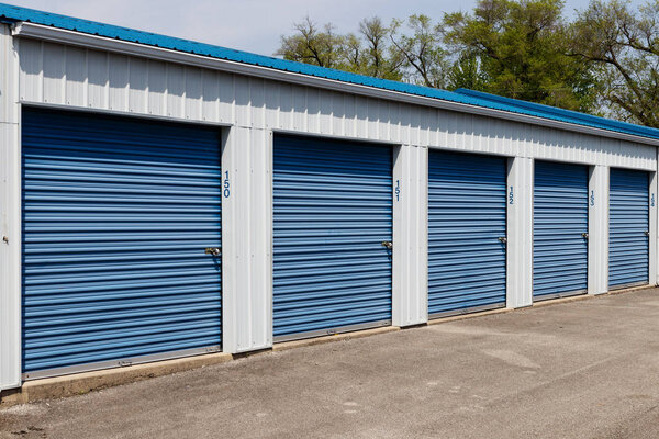 Numbered self storage and mini storage garage units 