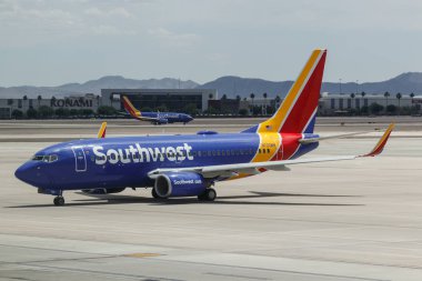 Las Vegas-Circa Haziran 2019: Southwest Airlines Boeing 737s kalkış için hazırlanıyor. Southwest dünyanın en büyük düşük maliyetli taşıyıcı II