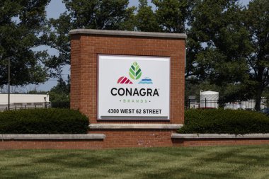 Indianapolis - Circa July 2019: ConAgra Brands manufacturing plant. ConAgra makes over 60 brands of food including Chef Boyardee, Jiffy Pop and Slim Jim I clipart