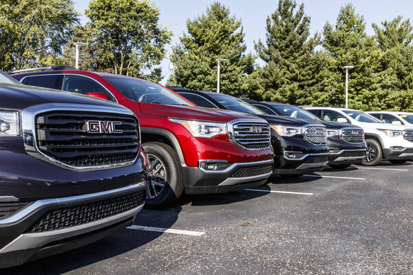 Kokomo - Circa September 2019: GMC SUV display at a Buick GMC dealership. GMC focuses on upscale trucks and utility vehicles and is a division of GM