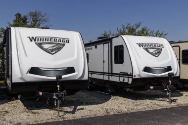 Indianapolis - Circa September 2019: Winnebago Recreational Vehicles at a dealership. Winnebago is a manufacturer of RV and motorhome vacation vehicles clipart