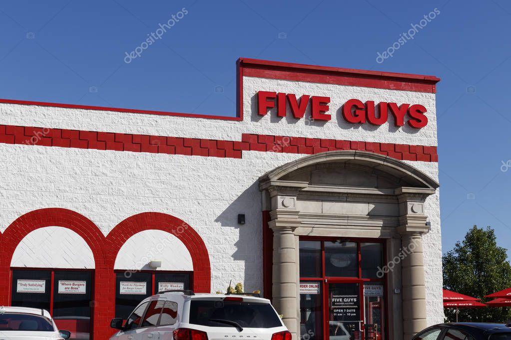 Kokomo - Circa September 2019: Five Guys Burgers and Fries Restaurant. Five Guys is a Fast Casual Restaurant Chain in the US and Canada