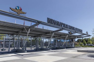 Indianapolis - Circa August 2020: Gate One Entrance at Indianapolis Motor Speedway. IMS ran the Indy 500 without fans due to COVID concerns. clipart