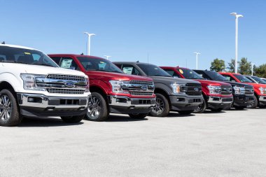 Plainfield - Eylül 2020: Ford F150 bir galeride sergileniyor. Ford Lincoln ve Motorcraft markaları altında ürünler satıyor..