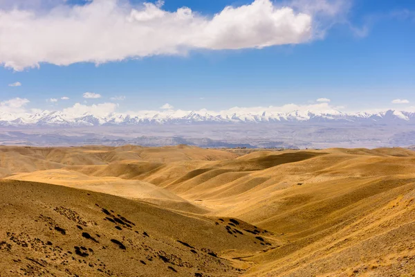 Vista desde la meseta tibetana hasta las montañas del Himalaya. Tíbet . — Foto de Stock