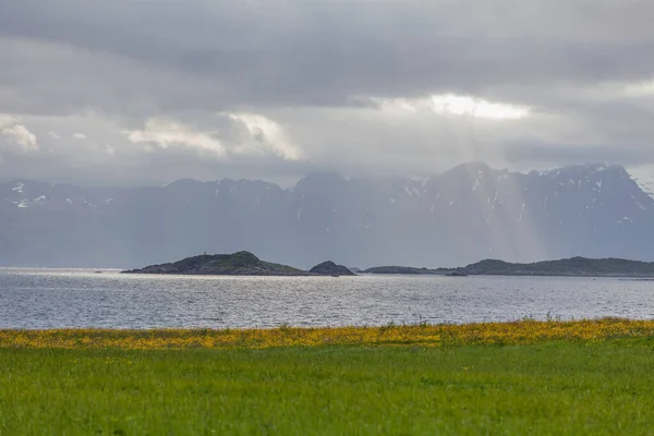 Impressive summer view of fjord in Norway. Colorful morning scene in Norway. Beauty of nature concept background.