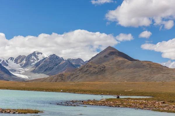 Increíble Paisaje Natural Altai Lago Tranquilo Con Agua Esmeralda Rodeado — Foto de Stock