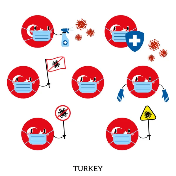 Set of Turkey Country Balls Icons