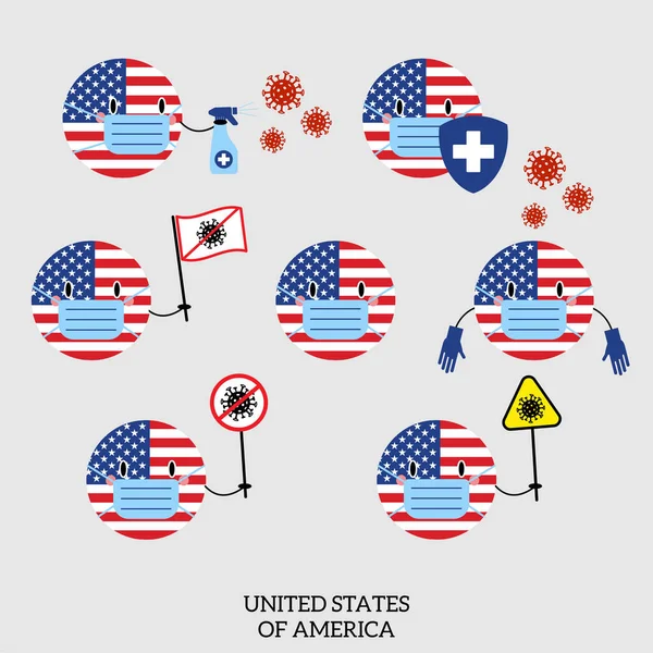 Set of USA Country Balls Icons