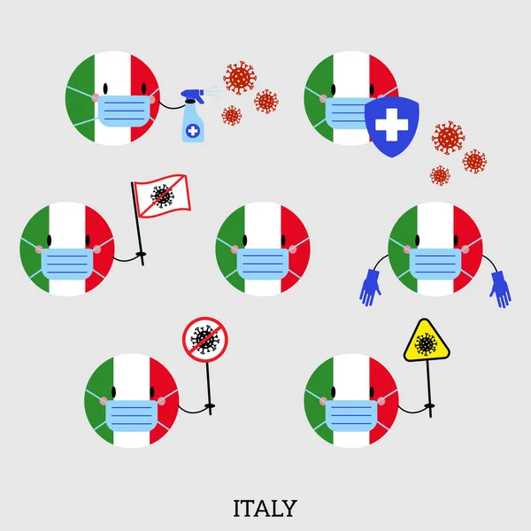 Set of Italy Country Balls Icons.