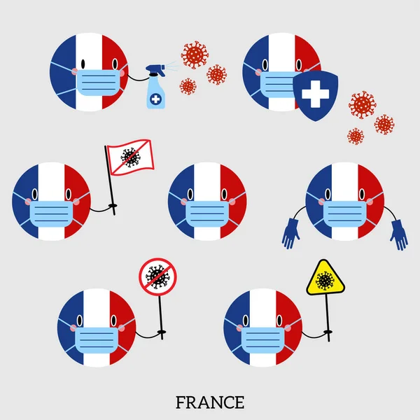 Set of France Country Balls Icons