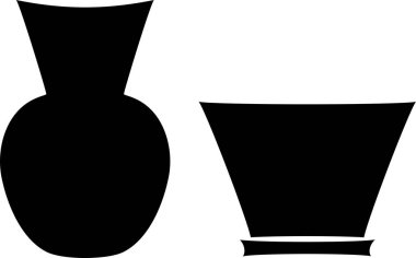 Siluet sürahi ve beyaz arka plan üzerinde saksı