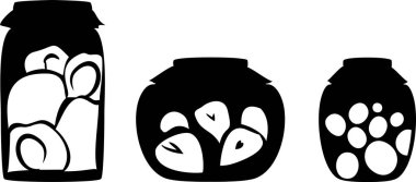 Siluetleri kavanoz konserve meyve