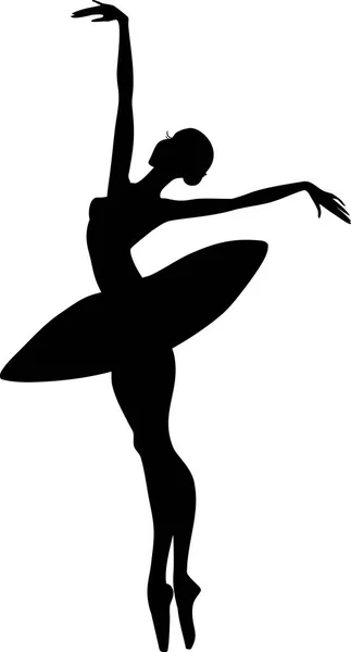 Silhuett Ballerina Vit Bakgrund — Stock vektor