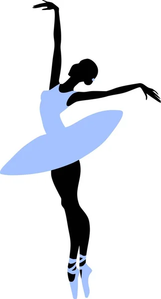 Silhouet Van Ballerina Witte Achtergrond — Stockvector