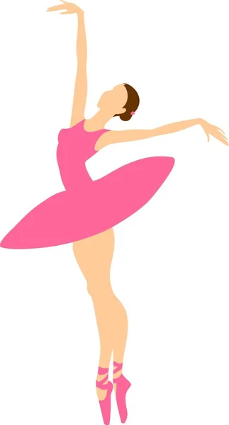 Silhouet Van Ballerina Witte Achtergrond — Stockvector