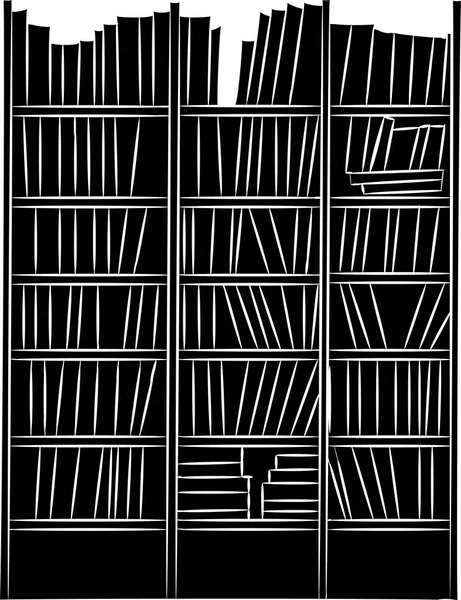 Silhouette Bibliothèque Sur Fond Blanc — Image vectorielle