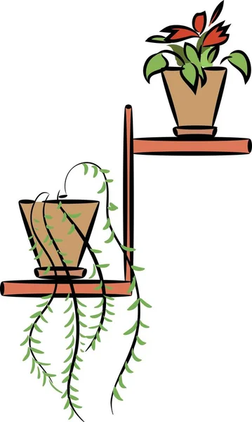 Платформа Полке Эскиз Домашнего Растения Цветочном Горшке — стоковый вектор
