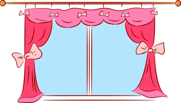 Window Pink Curtains — Stock Vector