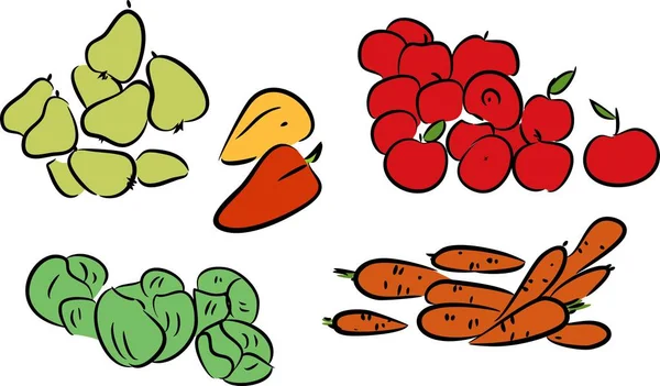 Σκίτσο Του Λαχανικά Και Φρούτα — Διανυσματικό Αρχείο