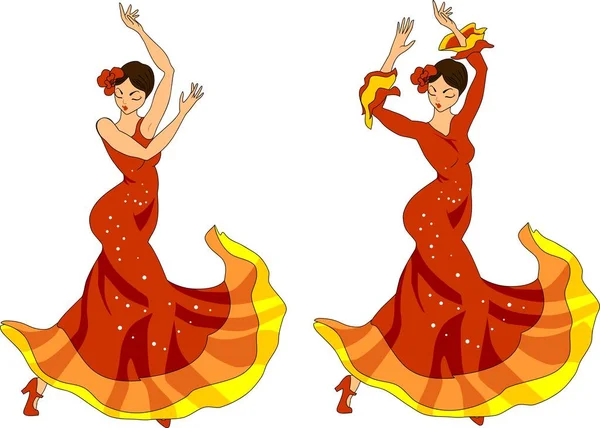 Danseuse Flamenco Sur Fond Blanc — Image vectorielle