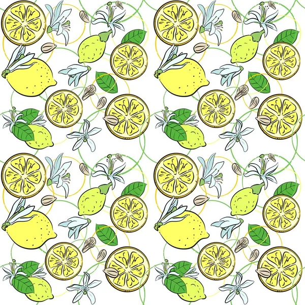 Seamless Background Lemons — Stock Vector