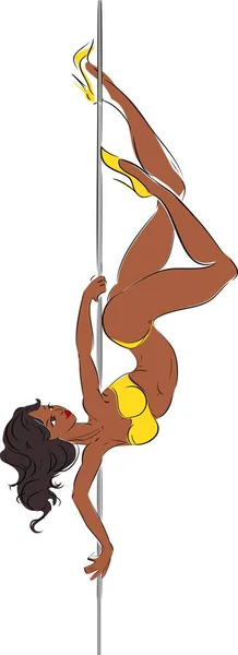 Pole Dancer Sur Fond Blanc — Image vectorielle