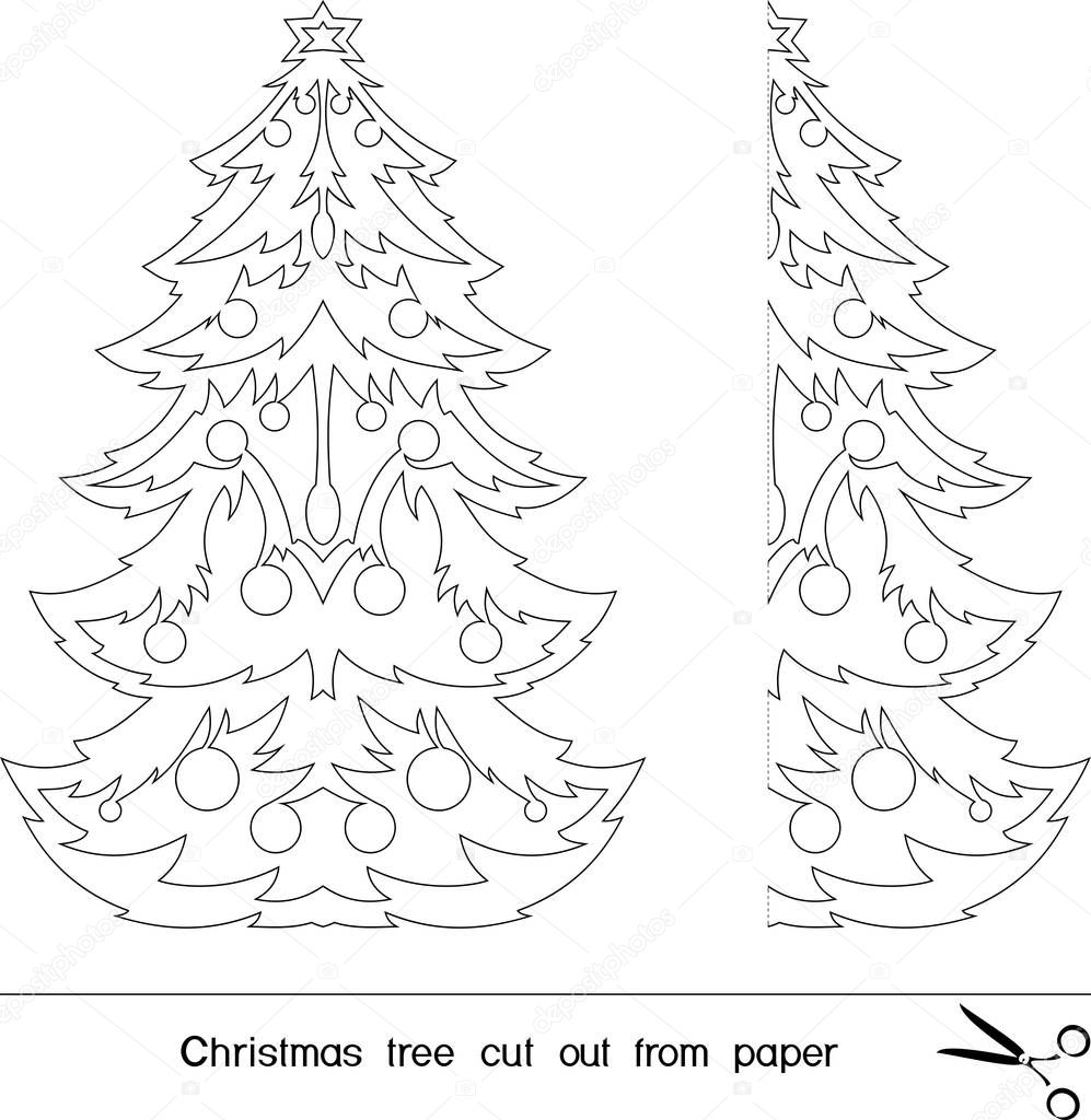 Christmas tree cut out from paper 