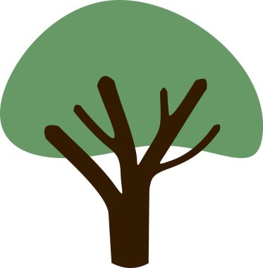 Beyaz arka plan üzerinde yeşil bir taç ile bir ağaç silüeti 