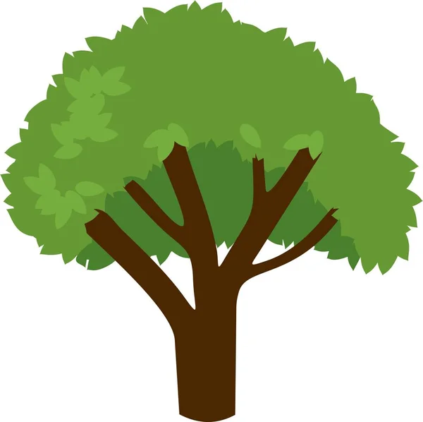 Silhuett Ett Träd Med Grön Krona Vit Bakgrund — Stock vektor