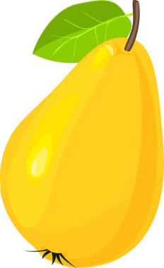 yeşil yaprak beyaz zemin üzerine sarı armut