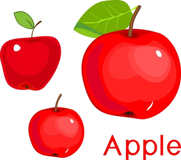Rote Äpfel Mit Titel Auf Weißem Hintergrund — Stockvektor