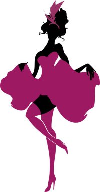 Silhouette of cancan dancer  clipart