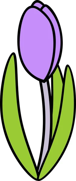 Фіолетовий Круповий Бутон Довгим Зеленим Листям Білому Тлі — стоковий вектор