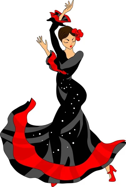 Flamencodansare Vit Bakgrund — Stock vektor