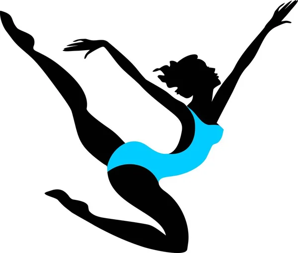 Silhouette Gymnaste Sur Fond Blanc — Image vectorielle