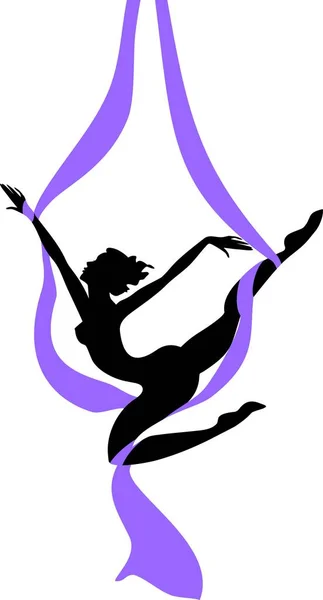 Силуэт Танцовщицы Фиолетовом Воздушном Шелке — стоковый вектор