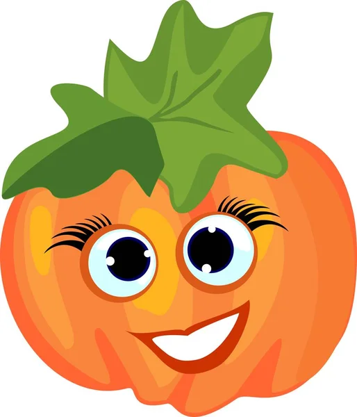 Lustiger Oranger Kürbis Mit Gesicht Auf Weißem Hintergrund — Stockvektor