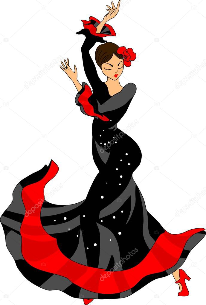 Flamenco dancer on white background