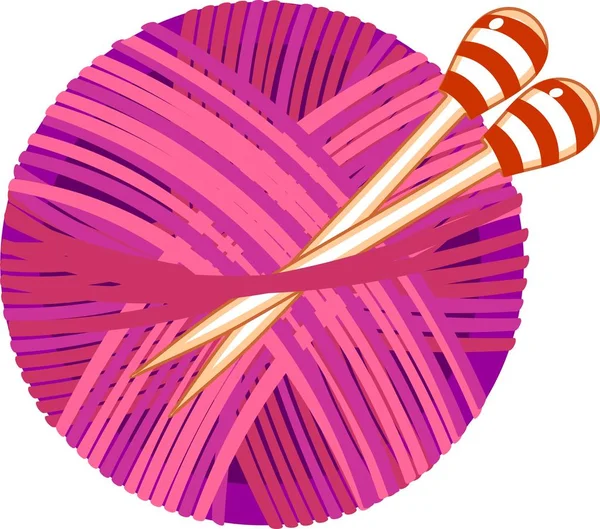 Pink Yarn Ball Knitting Needles — Stock Vector