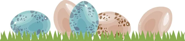 绿草鹌鹑卵在白色背景下分离 — 图库矢量图片