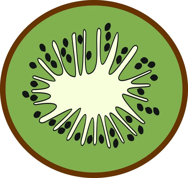 Tranche Kiwi Vert Sur Fond Blanc — Image vectorielle