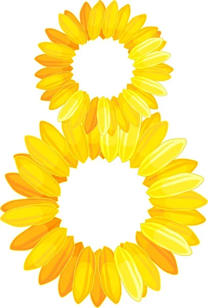Compostas Por Pétalas Flores Amarelas Para Dia Internacional Mulher —  Vetores de Stock