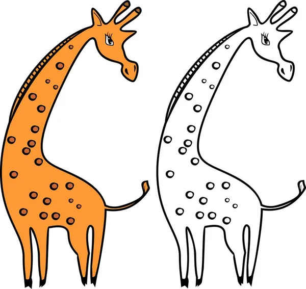Cartoon Žirafí Oranžové Barvy Bílém Pozadí Zbarvení Stránky — Stockový vektor
