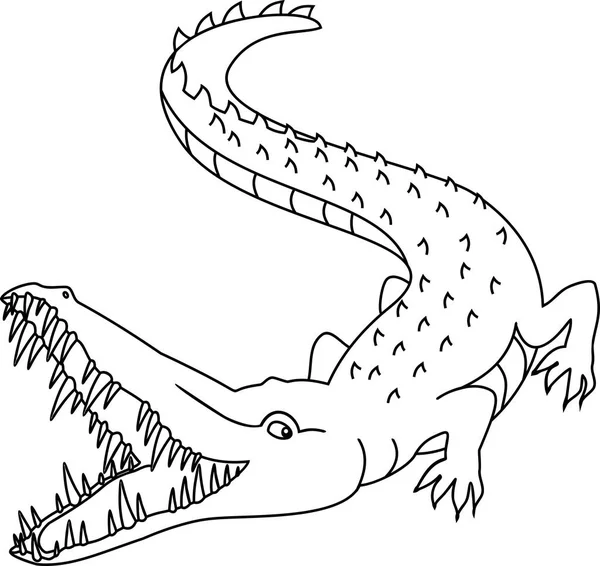 Розмальовка Крокодил Відкритим Ротом — стоковий вектор