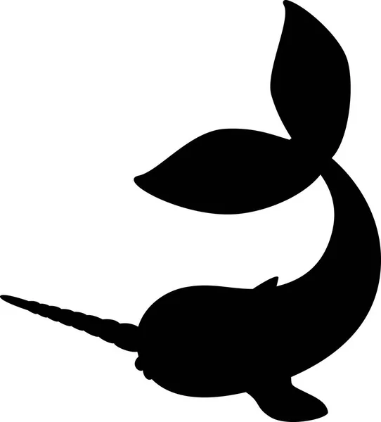 Silhouette Noire Narval Dessin Animé — Image vectorielle
